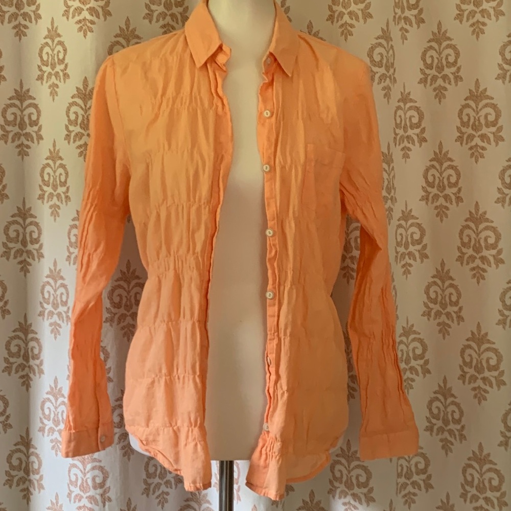 Lili’s Closet pastel orange lightweight button down shirt M